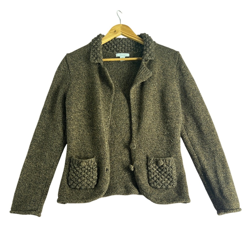 Vtg‎ Marled Knit Cardigan Brown Rustic Cottagecore Grandpacore Woodland Sweater